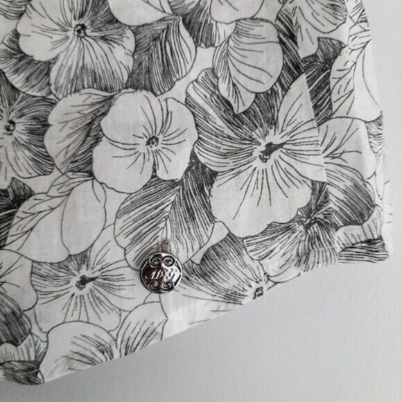McGREGOR 100% Cotton Semisheer Button Down Shirt Floral B&W Sz S - Picture 8 of 12